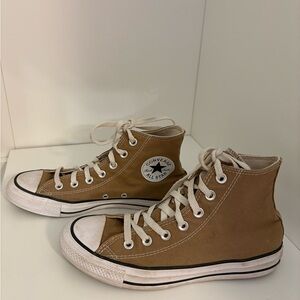 Converse High-Top Sneakers in Brown and White
